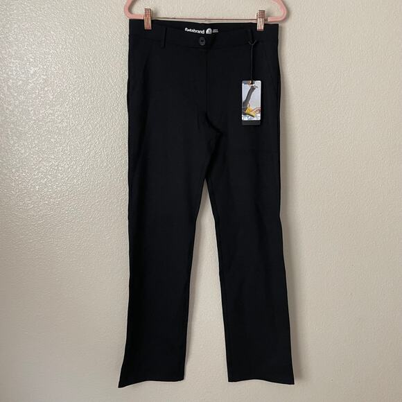 Betabrand‎ Dress Yoga Pants Womens Medium Petite Black Straight Leg Ponte Knit - Picture 3 of 12